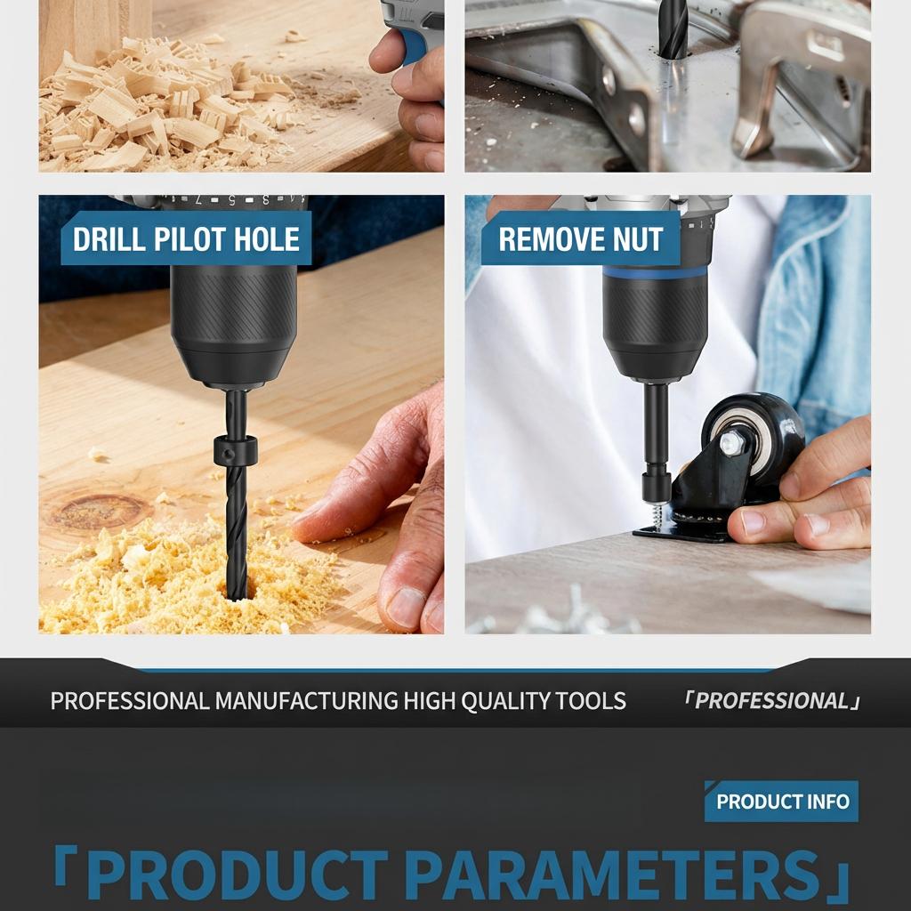 4 PCS Heavy Duty Hammer Drill Bit Set, 160mm Masonry Drill Bits 5/6/8/10mm for Concrete Brick Stone, Impact Resistant Power Tool Accessories for Rotary Hammer Drills with Storage Case