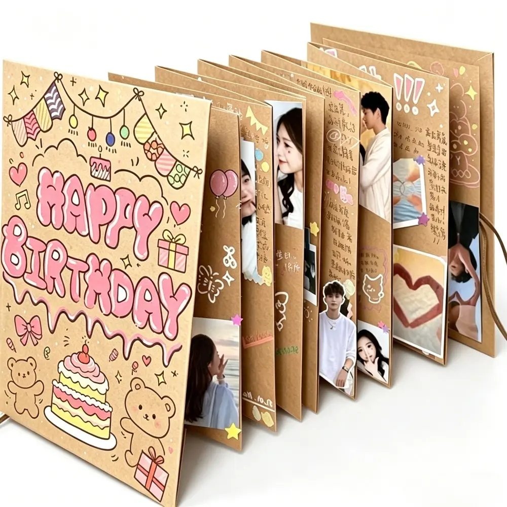 Accordion Scrapbook Kit with Accessories — DIY Photo Album for Anniversary, Wedding, Travel & Graduation