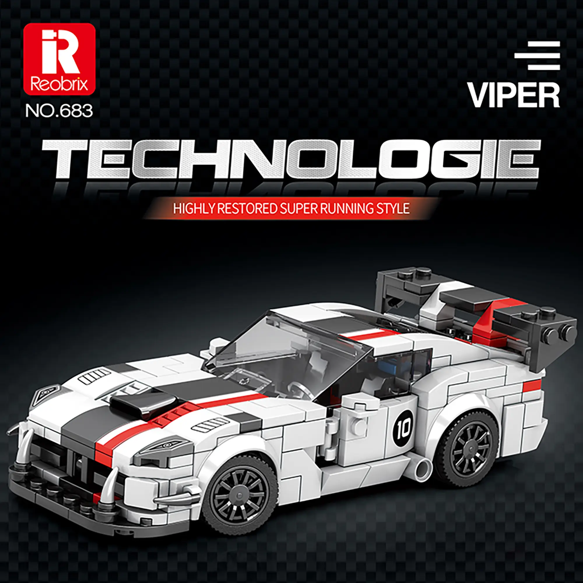 Reobrix Viper Supercar Building Set, Super Race Vehicles Building Toy Birthday Gifts for Kid Aged 6+. (419PCS) Build Blocks