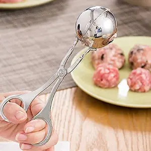 Meat Ball Tongs, Kitchen Tools Stainless Steel Silver Meat Ball Scoop for Rice Balls for Home for Fish Balls for Making Watermelon Balls