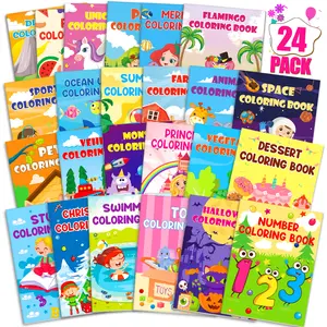 24 Pack Coloring Books for Kids Ages 4-8, Small Coloring Books for Kids Ages 8-12, Kids Birthday Party Favors Bulk Gifts Goodie Bags Stuffers Classroom Activity Includes Animals Mermaid Dinosaur