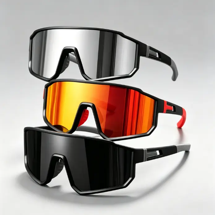 Unisex Adults' 3-Pack Polarized PC Shield Sunglasses - Ergonomic, Sturdy, Durable Lightweight UV400 Cycling Gear for Outdoor Driving, Running