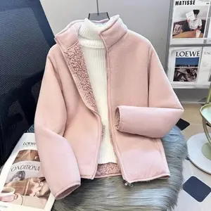2025 Fashion Polar Fleece Sweatshirt Women's Stand-up Collar Short Coat Autumn Winter Zipper-up Thicken Jacket Lady Warm Tops Womenswear Basic