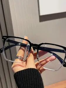 1 Pair of summer street trend simple glasses, fashionable and generous square frame design, 2025 fashion trend, suitable for daily wear, campus dress up, a perfect gift for your girlfriend, enhance the overall look, both practical and fashionable sense.