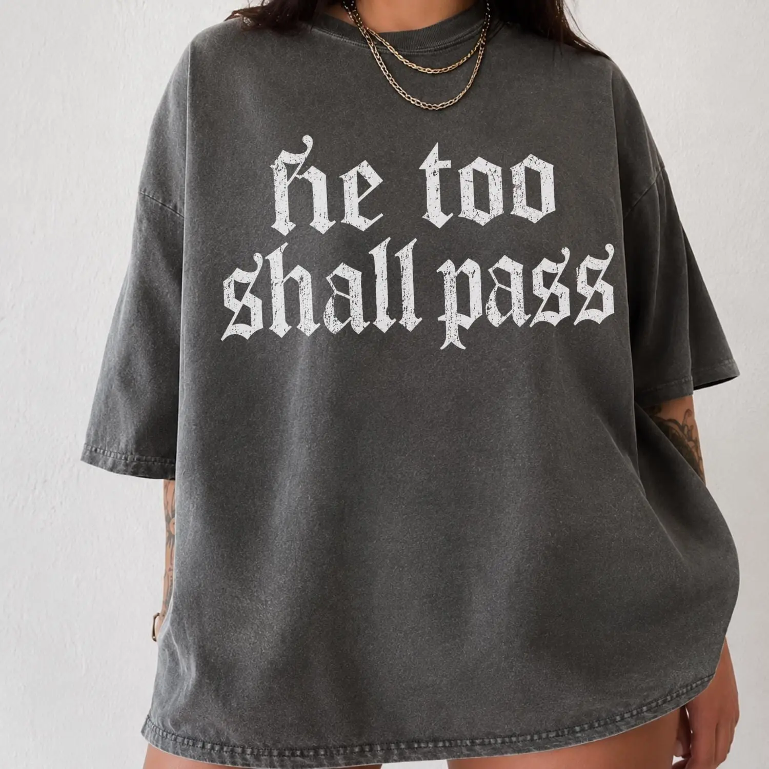 Vintage Distressed Graphic Tee, Gothic Lettering Unisex T-Shirt, Funny Statement Comfort Shirt, Casual Streetwear Shirt