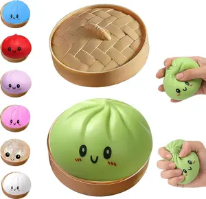 egens@ecommglobe.Dumpling Squishy Toy with Steamer Box – Jumbo Glitter Bun Stress Relief Fidget, Soft Stretchy Sensory Squeeze Ball