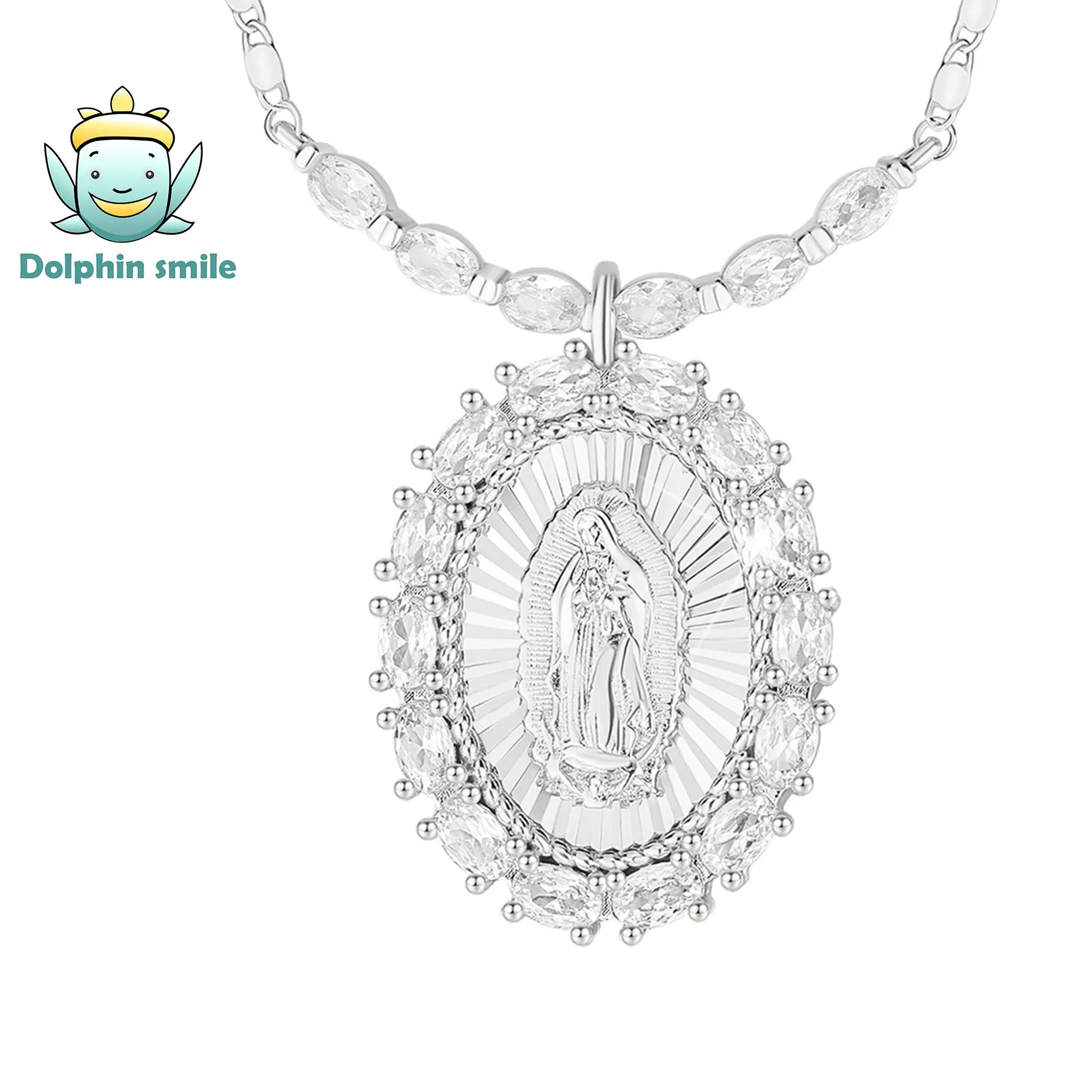 DolphinSmile Women's Silver Virgin Mary Necklace, Faith-Based Fashion Jewelry, Christian Charm Necklaces for Women