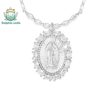 Silver Virgin Mary Necklace Women's Fashion Jewelry Religious Necklace Silver Virgin Mary Necklace Women's Fashion Jewelry Religious Necklace