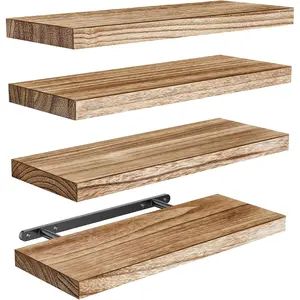 Floating Shelves, Paulownia  Wall Shelves for Bathroom/Living Room/Bedroom/Kitchen/ Office,  Floating Shelf for  Storage & Organization Set of 4 15.7" L x 5.9" W