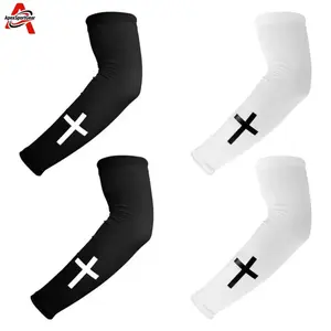 ApexSportGear Cross Pattern Compression Arm Sleeves, Polyester Cooling Sport Sleeves for Football, Basketball, Baseball, Running, Cycling & Outdoor Training, Breathable & Comfortable