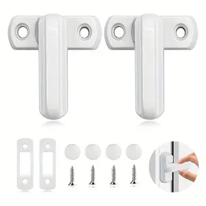 2pcs White Zinc Alloy Window Sash Locks, Durable Plastic Steel Construction, Secure Home Safety Solution for UPVC and PVC Doors and Windows - Includes Mounting Screws
