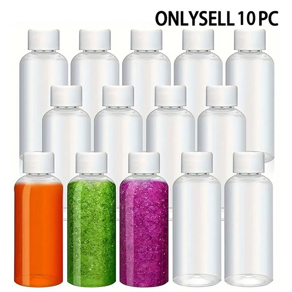 10pcs 60ML Transparent Plastic Bottles, Sample Containers for Paints, Liquids, Powders, Waterproof, Sealed, Resealable Containers, Ideal for Weddings, Parties, DIY Projects, Stackable Clear Containers