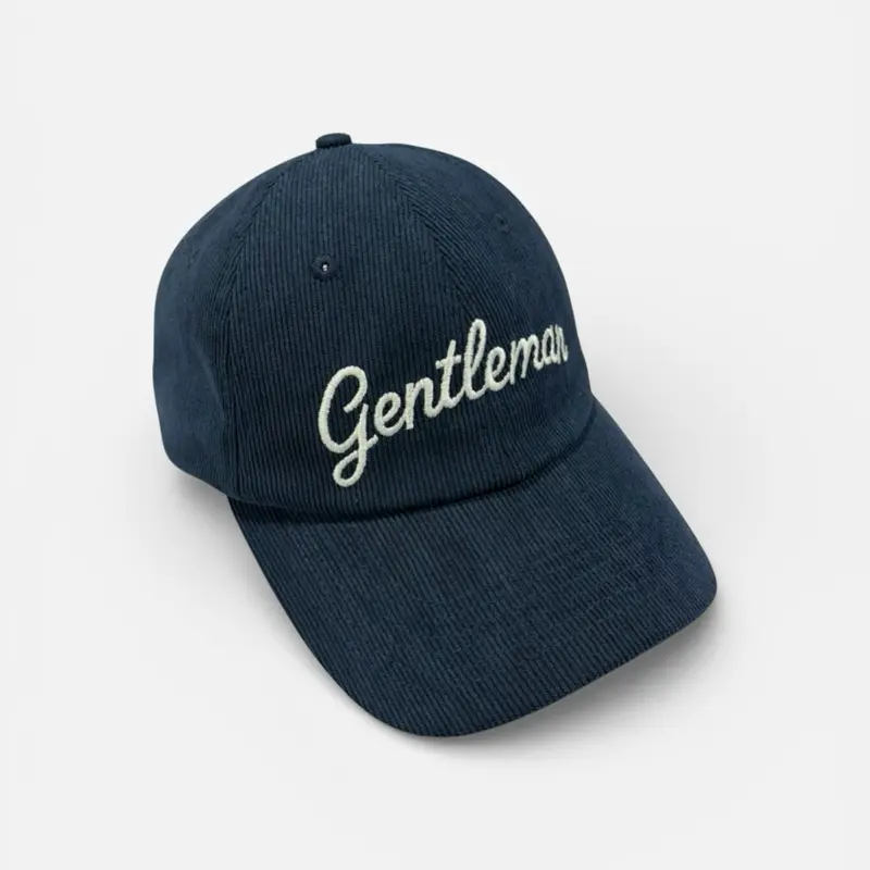 Men's Navy Corduroy Hat | Dad Cap | Embroidered Gentleman Adjustable Snapback Hat Casual Trendy Hat
