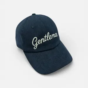The Mariner Premium Navy Corduroy Hat with Gentleman Embroidery for Stylish Men