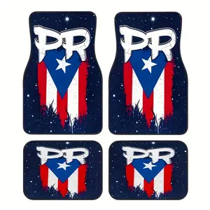Puerto Rico Pride 4pcs Car Floor Mat Set - Durable, Slip-Resistant & Absorbent Polyester for SUVs and Trucks - Perfect All-Season Accessory, Car Accessories & Christmas Gift
