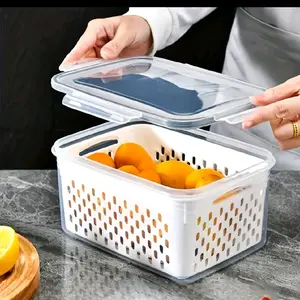 9pcs BPA Immune Plastic Food Storage Containers with Drainage Basket & Lid - Leakproof, Reusable, Multi-Functional Kitchen Organizer for Fruits, Vegetables