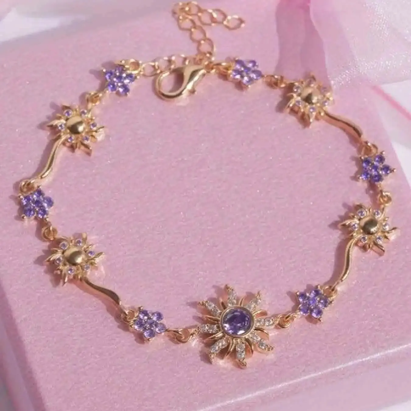 Sunflower Bracelet, Sunlight Bracelet with Sparkling Artificial Zircon, Decor Bracelets, Perfect Gift for Holidays, Ideal for Travel and Vacation