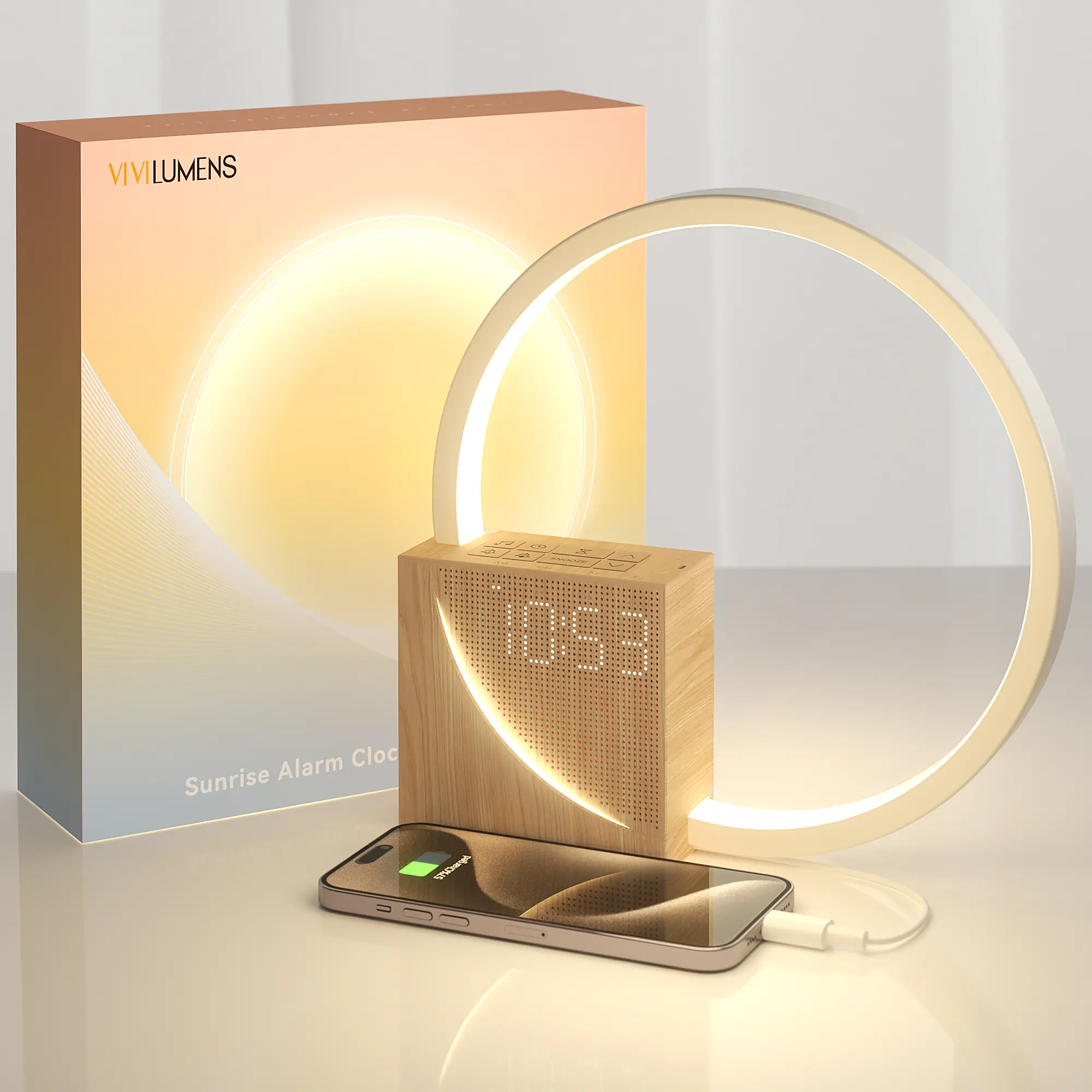 Sunrise Alarm Clock for Heavy Sleepers, Sound Machine with 10 Sleep Sounds, Gentle Wake-Up Light, Dual Alarm & Touch Night Light