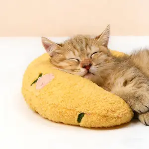 Cute Cat Sleep Pillow, Plush U-Shaped Pet Headrest, Ideal for Cats & Small Dogs, Comfortable and Cozy Pet Bedding Accessory