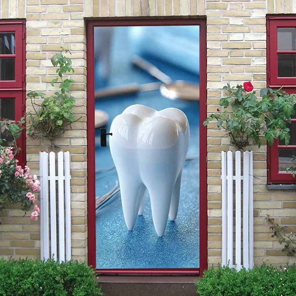2pcs Stereo Tooth Model Wall Sticker Creative Dental Clinic Wall Decoration Sticker Children's Room Medical Science Popularization Decorative Painting Self Adhesive Removable Waterproof Environmental Prote