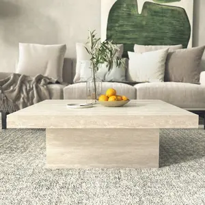 Galano Carmelo 35.4 In. Square Wood Top Coffee Table, Modern Coffee Table For Living Room  (12.2" H X 35.4" W X 35.4" D)