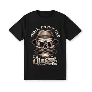 Men's "I'm Not Old, I'm Classic Foo" Graphic Tee - Funny Cholo Chicano Lowrider Design, Black Cotton Short Sleeve T-Shirt, Casual Round Neck, Machine Washable, Allseason Apparel| Playful Design| Graphic Print Shirt