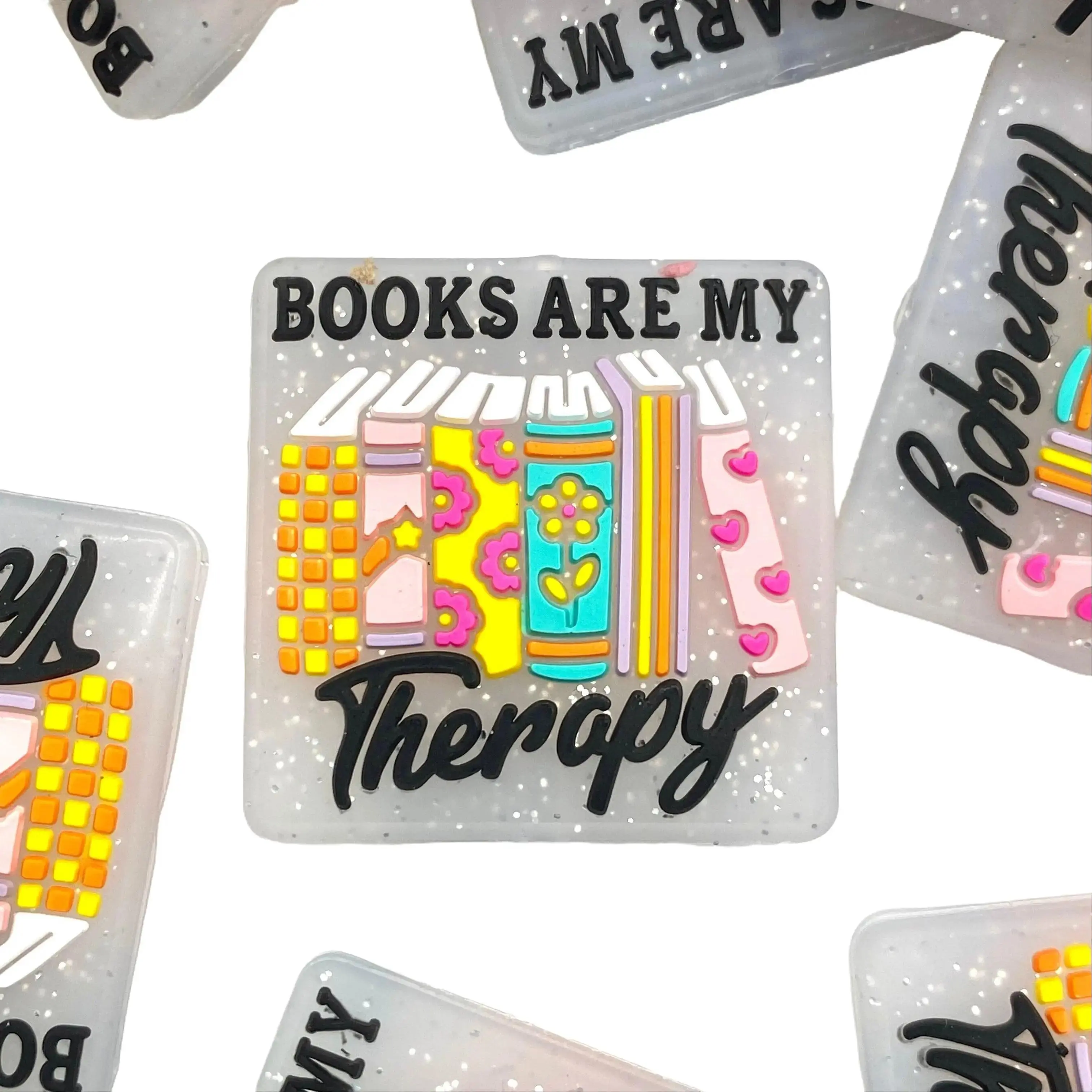 1pc Books Are My Therapy Silicone Focal Beads - Reading Humor Crafting DIY Supplies