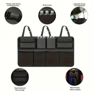 Car Trunk Storage Bag, 8 Large Capacity Storage Pockets, SUV, Truck, MPV Rear Seat Hanging Storage Box, Waterproof, Foldable Cargo Storage Bag, Foldable Large Capacity Multi-Pocket Car Tool and Accessory Organizer, Storage Space Organization