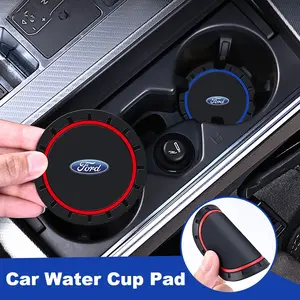 2pcs Silicone Car Coasters, Water Cup Slot Non-Slip Mat, Cup Pad for Ford Mustang Mondeo Focus Fiesta Escape Kuga Ecosport, Interior Accessories