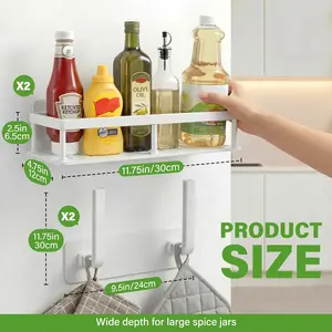 2 Pack Adhesive Shower Caddy, No Drilling Wall Mount Bathroom Shelf with Hooks, Black Large Capacity Shower Organizer Basket