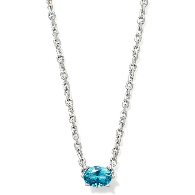 Kendra Scott Cailin Silver Pendant Necklace in Aqua Crystal 9608871699