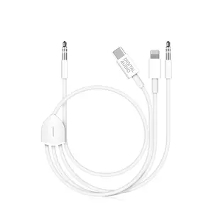 [3in1] USB C to 3.5mm Audio Aux Jack  Compatible with  15 14 13 12 11 XS XR X 8 7 iPad Pro,  Galaxy S23 S22 S21 Ultra etc, Work with  Stereo, Headset, Speaker - 3.93ft White