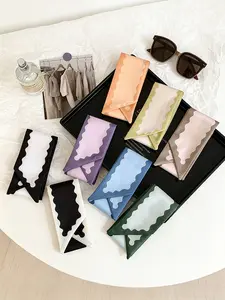 8 Pcs / 1 Set Elegant French Style Candy Color Striped Polyester Scarf Set, Vintage Hairband, Woven Ribbon, Multifunctional Accessory for Women & Girls