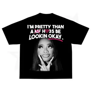 JT Okay Artist Black Tshirt for Women High Quality Cotton Casual Loose Fit Short Sleeve Top