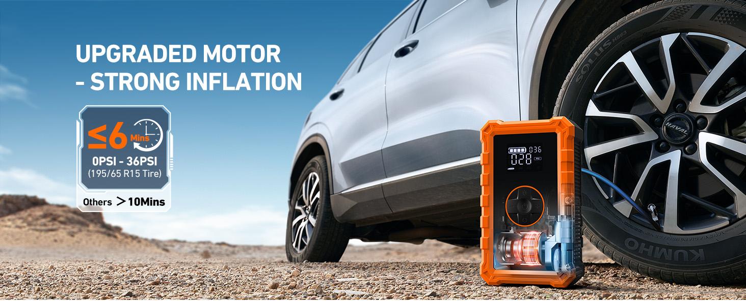 AstroAI S8 Air 7 in 1 10000mAh Battery Capacity Car Battery Jump Starter  with 150PSI Air Compressor, 12V Battery Charger, Compact Design