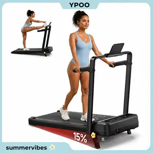YPOO Quiet Foldable Incline Home Gym Treadmill - Quiet Walking Pad, Space-Saving Compact Design, Under-Desk Storage, Remote Control, At Home Gym Equipment for Apartment & Office