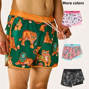 【Flash Sale】Maamgic 4.5" Printed Swim Shorts - 2-in-1 Stretch, Wrinkle-Resistant Polyester, Adjustable Drawstring, 2 Side + 1 Back Pocket, Quick-Dry & Drain Mesh Liner, Comfort. Great for Beach, Pool, Summer Casual. Fathers Day Gift. summervibes☀️