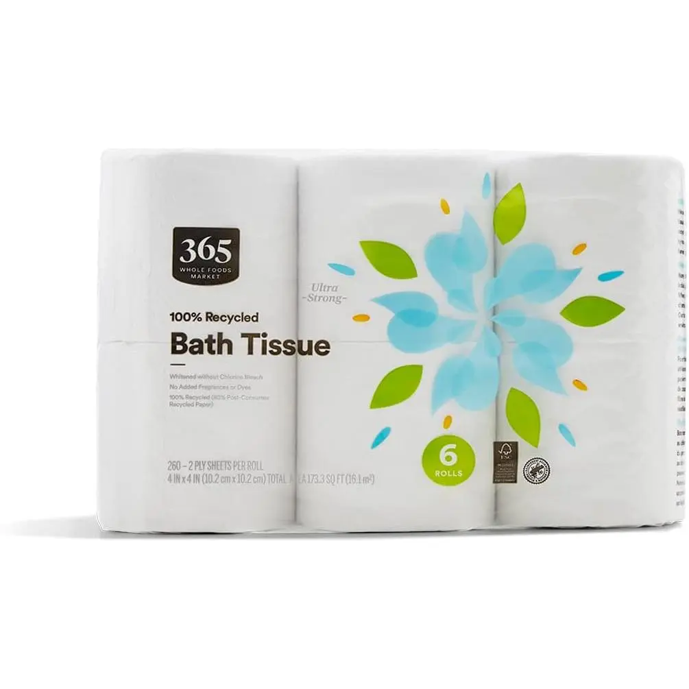 365 by Whole Foods Market, 100% Recycled Bath Tissue, Ultra-Strong, 260 Sheets per Roll, 6 Count