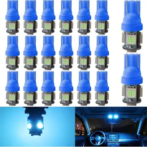 T10 194 Led Bulb 168 W5W 2825 LED Light for  Interior Lights Dome Map Trunk Dashboard Bulb License Plate Light 5050 5SMD DC 12V Ice Blue (Pack of 20)