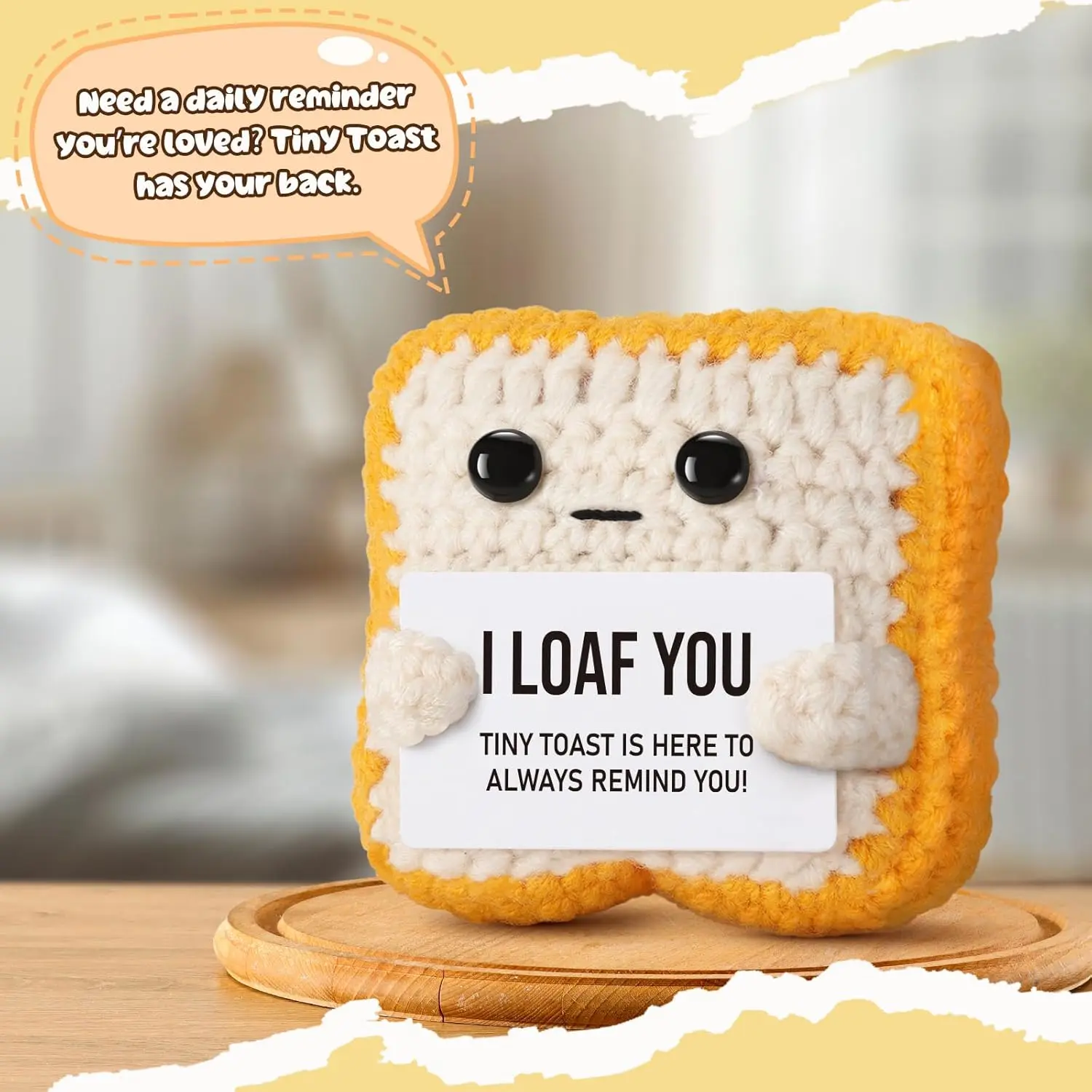 FathersDayGift "I Loaf You" Crochet Toast Gift - Romantic Funny Present for Couples |   Valentines Day Christmas Birthday Anniversary Gifts for Her Him Boyfriend Girlfriend Wife Husband Loved One