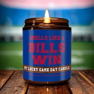 Smells Like a Bills Win Candle - Funny Football Scented Candle for Bills Fans, Lucky Game Day Soy Candle, Fan Cave Decor