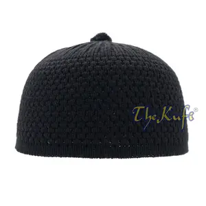 Black Turkish-Style Knit Stretchy Beanie One-Size Kufi