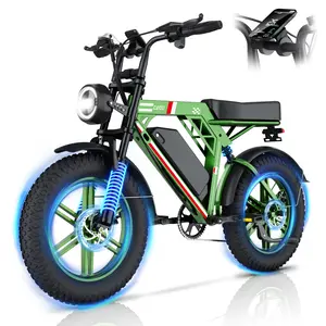 C200 Electric Bike for Adults, 1500W Peak Power Ebike, 31MPH, 48V 17.5Ah Removable Battery, 35-45Mile Range Shimano 7 Gears Front & Rear Drive, 20'' Fat Tires Dual Suspension Electric Dirt Bike, Electric Mountain Bicycles for All-Terrain