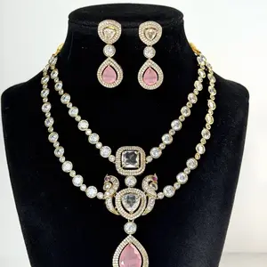 Victorian Style Double Layer Necklace Set with earrings