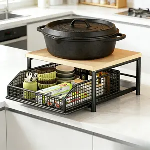 Multifunctional Kitchen Microwave Oven Shelf Countertop with Drawer Oven Rice Cooker Air Fryer Appliances Floor Storage Rack