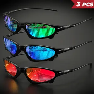3PCS Y2K Small Frame Sports Sunglasses - Wraparound UV400 Polarized Cycling Glasses