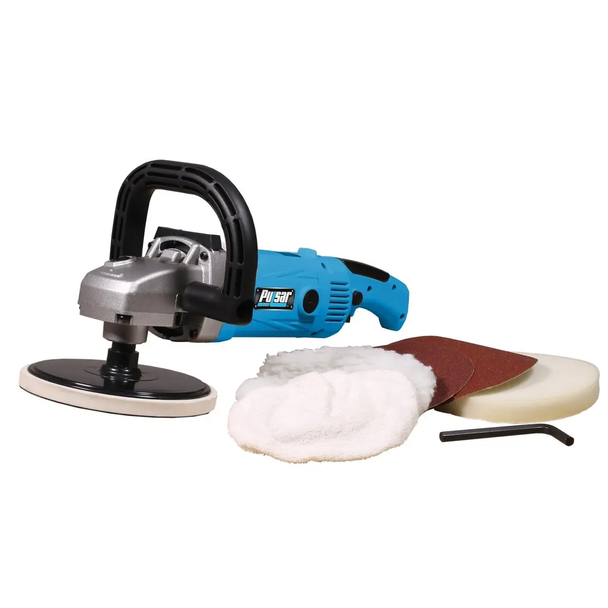Pulsar Heavy-Duty 7-in Electric Polisher and Sander with Accessories Set, Variable Speed, Dual Functions, Rubber Pad Included – Ideal for Polishing Tasks (Polishers Category), Polishing Polishers