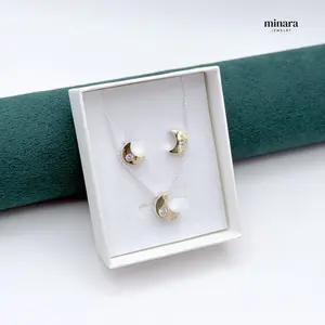 MINARA 950 Silver SET LUNA With Gold + Chain or Without a Chain