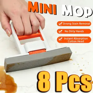Household Mini 4/8‑Pack Desktop Sponge Mop Set, Portable Handheld Self‑Squeeze Cleaning Tool for Bathroom, Kitchen & Indoor Small Surfaces