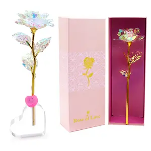 Mothers Day Mom Gifts for Women Grandma, Artificial Forever Birthday Flowers Galaxy Glass Eternal Roses with Heart Shaped Crystal Vase, Mother's Day Anniversary Wedding Rose Gifts for Wife Sister